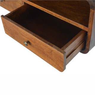 2 Drawer Floating Console Table, Chestnut Finish