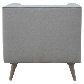 Grey Tweed Upholstered Armchair - Solid Mango Wood Frame