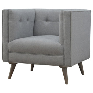 Grey Tweed Upholstered Armchair - Solid Mango Wood Frame