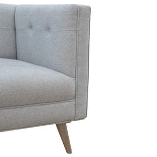 Grey Tweed Upholstered Armchair - Solid Mango Wood Frame