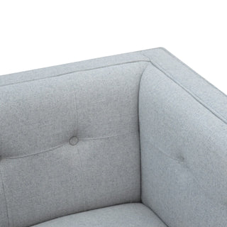 Grey Tweed Upholstered Armchair - Solid Mango Wood Frame