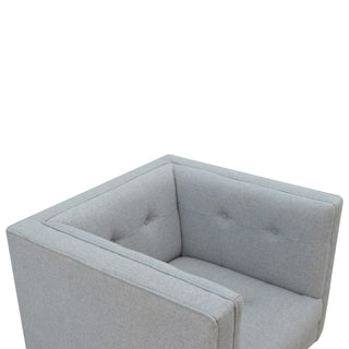 Grey Tweed Upholstered Armchair - Solid Mango Wood Frame