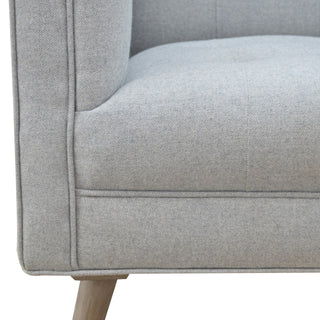 Grey Tweed Upholstered Armchair - Solid Mango Wood Frame