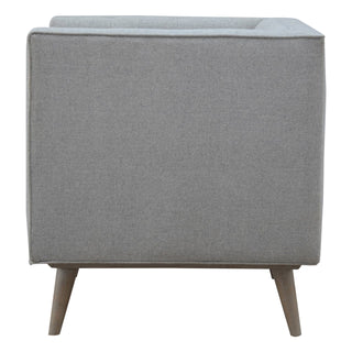 Grey Tweed Upholstered Armchair - Solid Mango Wood Frame