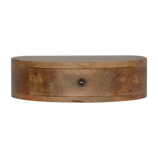 Semi-Circle Floating Bedside Table in Mango Wood with Oak Finish