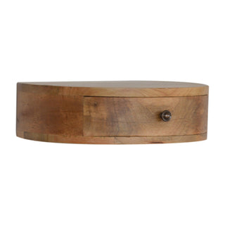 Semi-Circle Floating Bedside Table in Mango Wood with Oak Finish