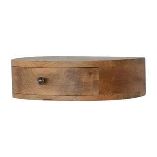Semi-Circle Floating Bedside Table in Mango Wood with Oak Finish