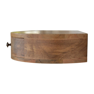 Semi-Circle Floating Bedside Table in Mango Wood with Oak Finish