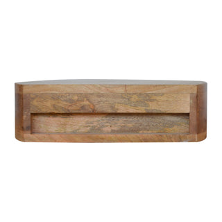Semi-Circle Floating Bedside Table in Mango Wood with Oak Finish