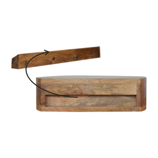 Semi-Circle Floating Bedside Table in Mango Wood with Oak Finish