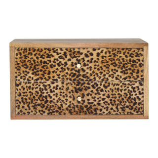 Leopard Print Floating 2 Drawer Bedside Table