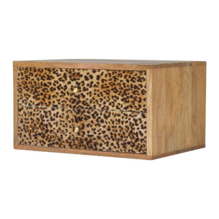 Leopard Print Floating 2 Drawer Bedside Table