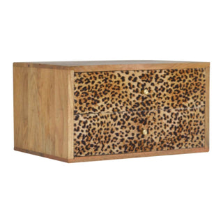 Leopard Print Floating 2 Drawer Bedside Table
