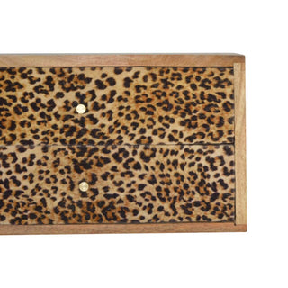 Leopard Print Floating 2 Drawer Bedside Table
