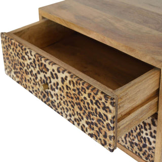 Leopard Print Floating 2 Drawer Bedside Table
