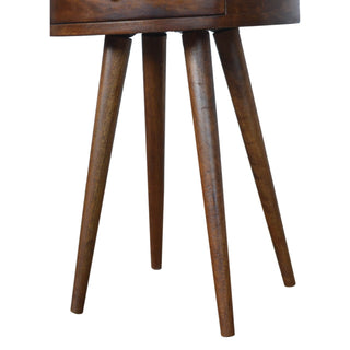 Circular Mango Wood Bedside Table in Chestnut Finish