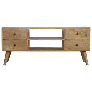 Nordic TV Stand with 4 Drawers and 2 Shelves, Oak Finish