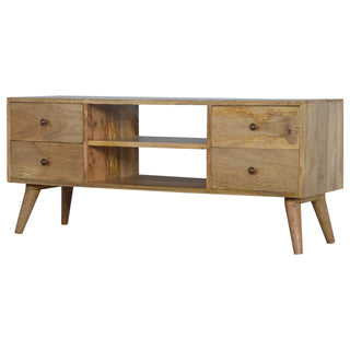 Nordic TV Stand with 4 Drawers and 2 Shelves, Oak Finish
