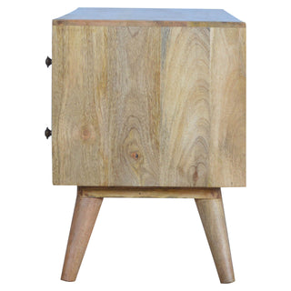 Nordic TV Stand with 4 Drawers and 2 Shelves, Oak Finish