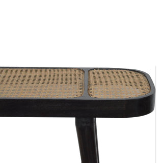 Mango Wood and Rattan Console Table, Ash Black Finish