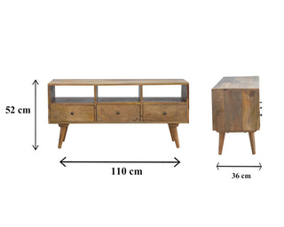 Nordic 3 Drawer TV Stand, Mango Wood