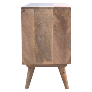 Mango Wood Nordic TV Stand with 4 Drawers & 2 Shelves - Oak Finish