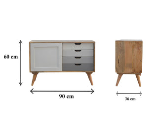 Grey Gradient 4 Drawer Sideboard, Mango Wood