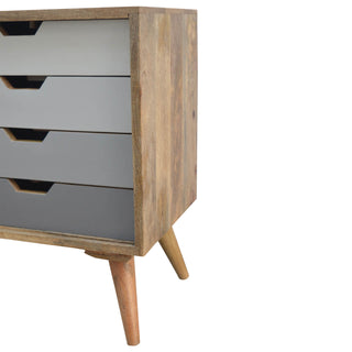 Grey Gradient 4 Drawer Sideboard, Mango Wood