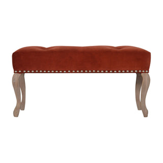 French Style Velvet Upholstered Bench