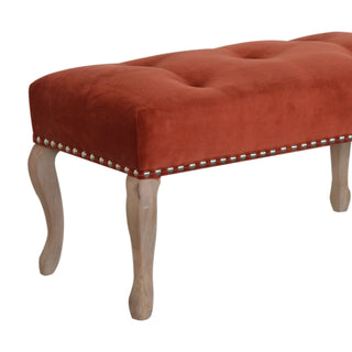 French Style Velvet Upholstered Bench