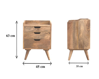 Nordic Platform Bedside Table with 3 Drawers