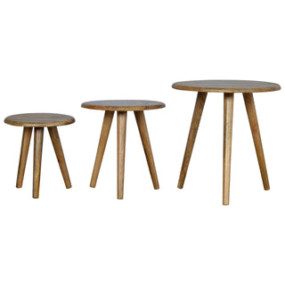 Mango Wood Nordic Nest of Round Tables