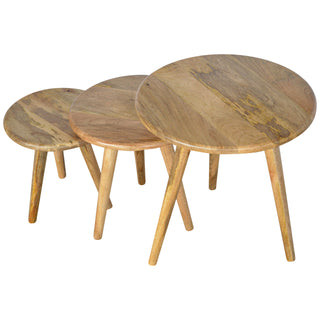 Mango Wood Nordic Nest of Round Tables