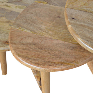 Mango Wood Nordic Nest of Round Tables