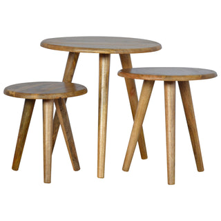 Mango Wood Nordic Nest of Round Tables
