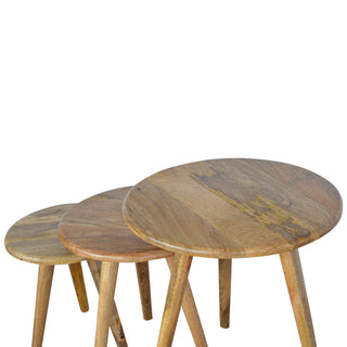Mango Wood Nordic Nest of Round Tables