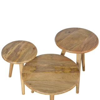 Mango Wood Nordic Nest of Round Tables