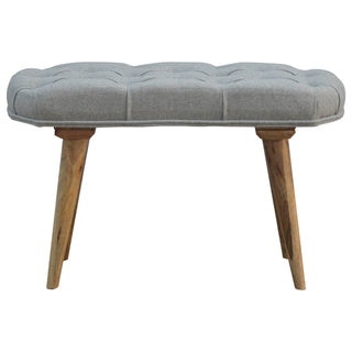 Deep Button Upholstered Mango Wood Bench