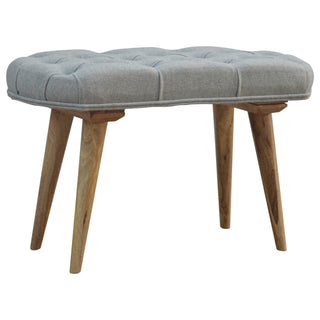 Deep Button Upholstered Mango Wood Bench