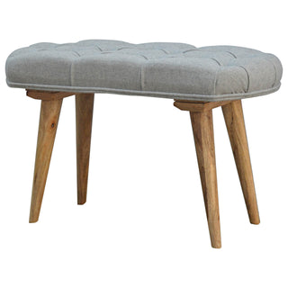Deep Button Upholstered Mango Wood Bench