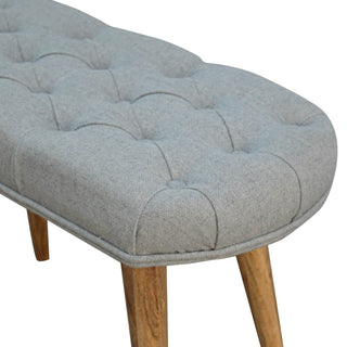 Deep Button Upholstered Mango Wood Bench