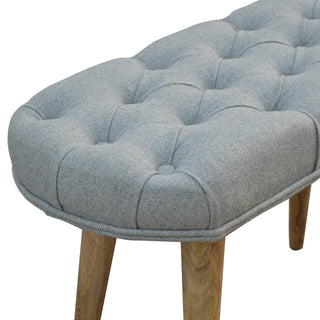 Deep Button Upholstered Mango Wood Bench