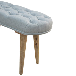 Deep Button Upholstered Mango Wood Bench
