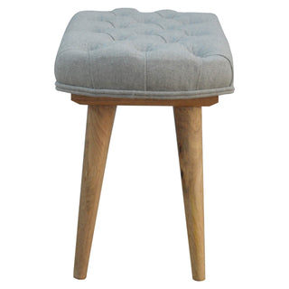 Deep Button Upholstered Mango Wood Bench