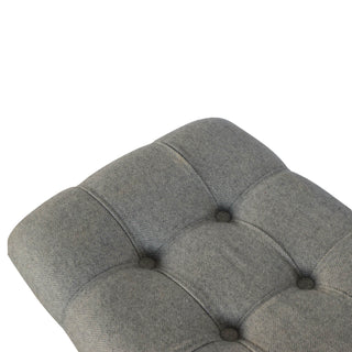 Curved Mango Wood and Grey Tweed Bench