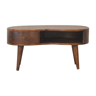 Wave Mango Wood Coffee Table, Chestnut Finish