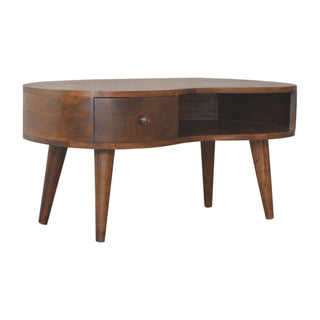 Wave Mango Wood Coffee Table, Chestnut Finish