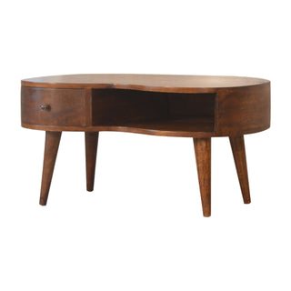 Wave Mango Wood Coffee Table, Chestnut Finish