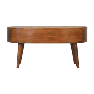 Wave Mango Wood Coffee Table, Chestnut Finish