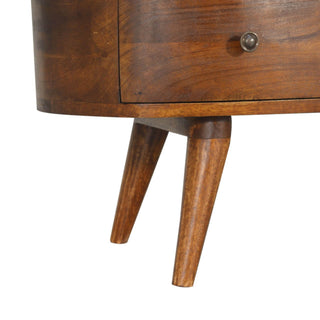 Mango Wood Wave TV Stand with 4 Drawers, Chestnut Finish